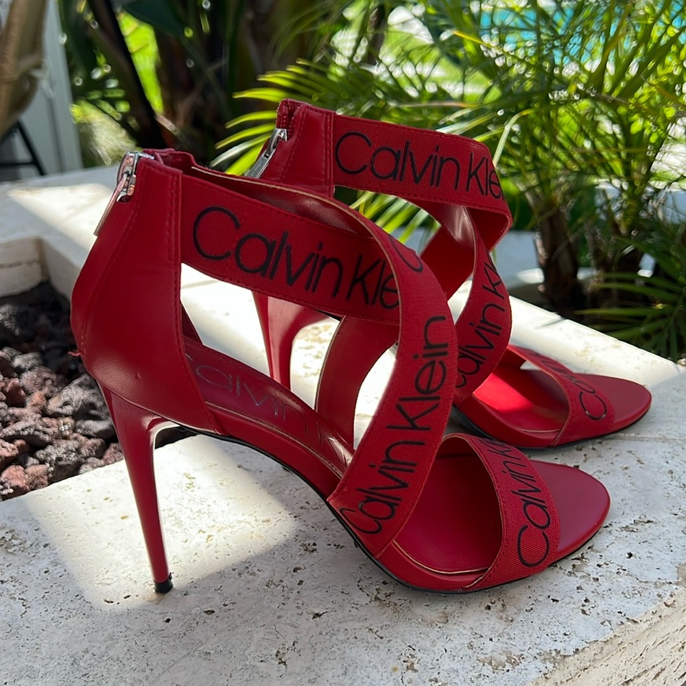 Hot red sandals. 4”